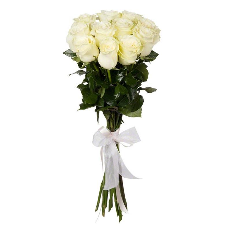 Белые розы 11шт 50см